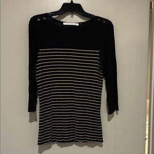 Max Studio Black Top with Button Accents